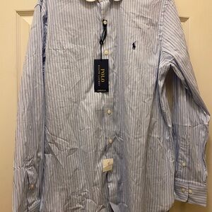 Ralph Lauren Men's Light Blue Pinstripe Dress Shirt